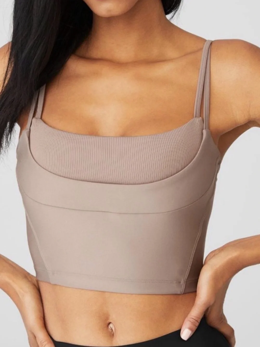 ALO Yoga Size Medium Airlift Street Goddess Bra Tank Taupe